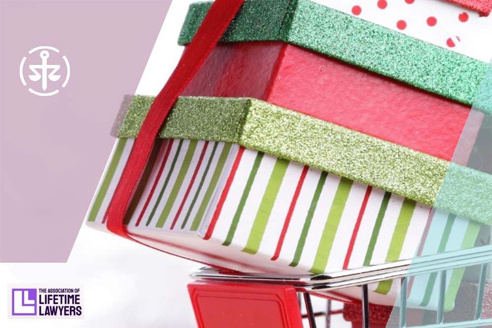 Stay scam-safe at Christmas: shopping trolley with festive parcels