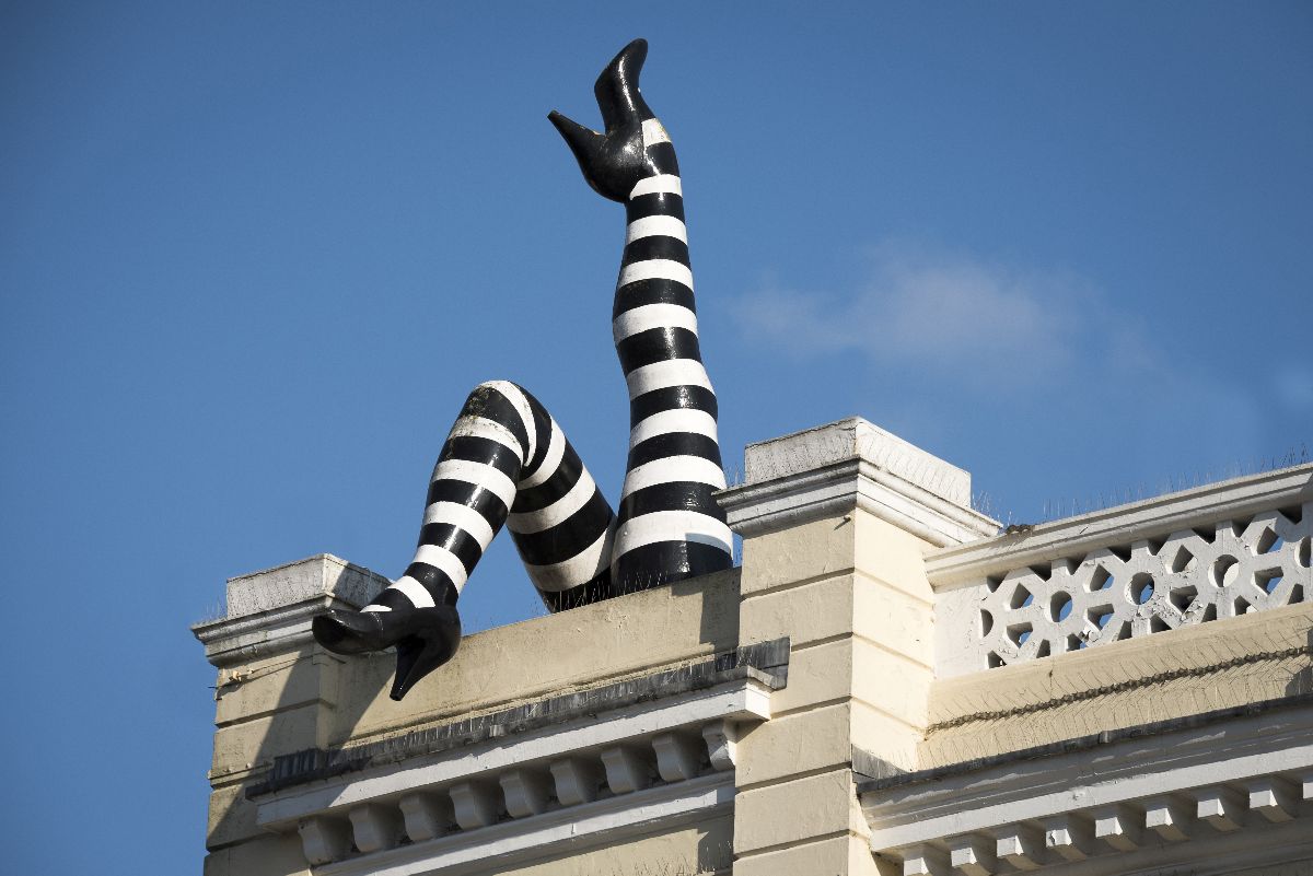 The striped legs outside the Duke of York's Picturehouse cinema, Brighton