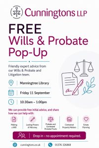Manningtree Library pop-up Wills chat poster: click to expand